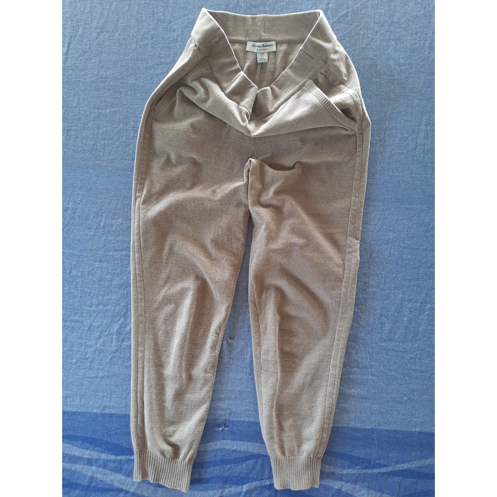 Tommy Bahama Island Soft Joggers Womens Small Taupe Tan Velvet Knit Lounge Pants
